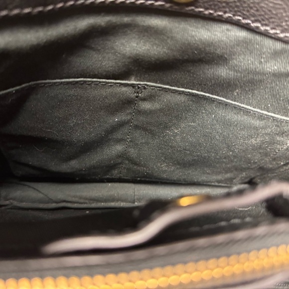 Fossil Elegant Black Leather Handbag gold hardware - Picture 11 of 12